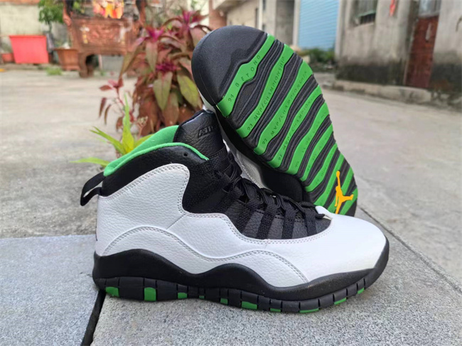 Men's Running Weapon Air Jordan 10 White/Green Shoes 003